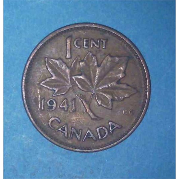 1941 Canadian Penny One Cent Coin