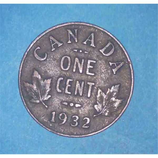 1932 Canadian Penny One Cent Coin