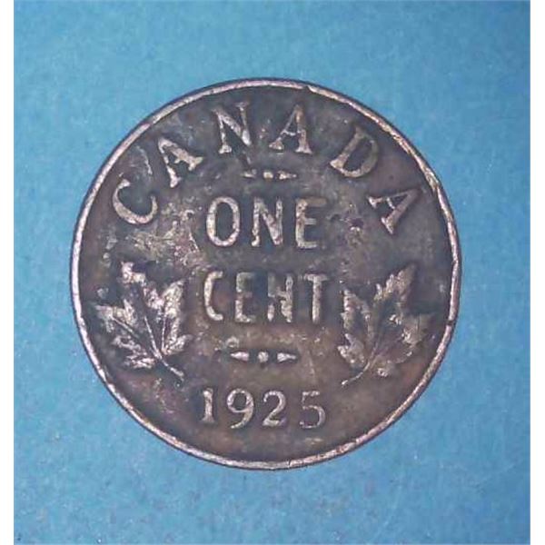 1925 Canadian Penny One Cent Coin