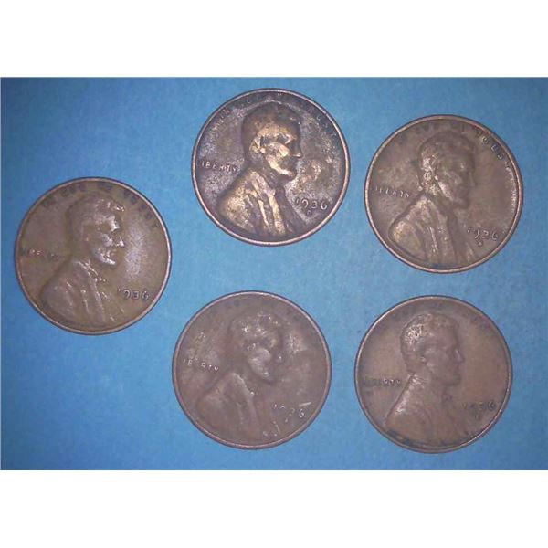 5x USA Pennies 1936