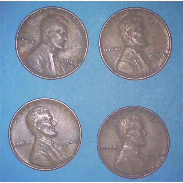 4x USA Pennies 1940