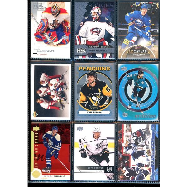Lot of 9 Various Hockey Inserts or Rookie Cards Various Teams & Players