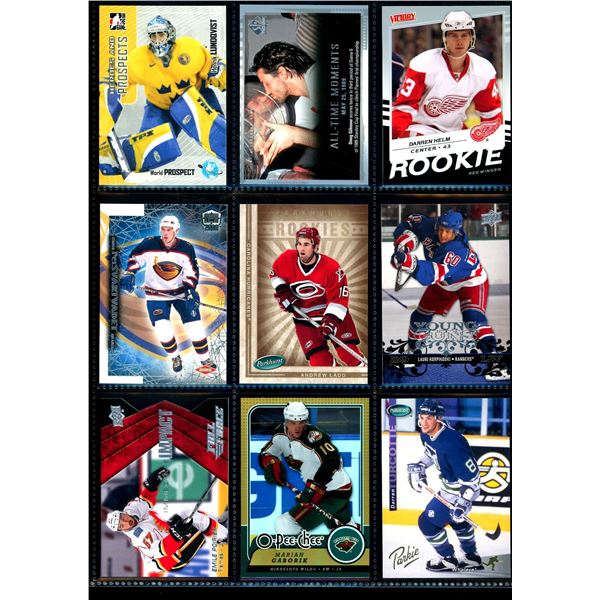 Lot of 9 Various Hockey Inserts or Rookie Cards Various Teams & Players