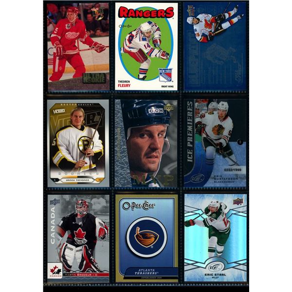 Lot of 9 Various Hockey Inserts or Rookie Cards Various Teams & Players