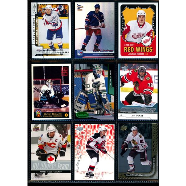 Lot of 9 Various Hockey Inserts or Rookie Cards Various Teams & Players