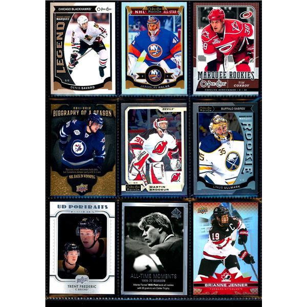 Lot of 9 Various Hockey Inserts or Rookie Cards Various Teams & Players