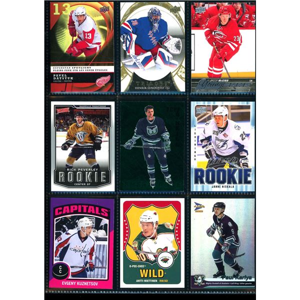 Lot of 9 Various Hockey Inserts or Rookie Cards Various Teams & Players