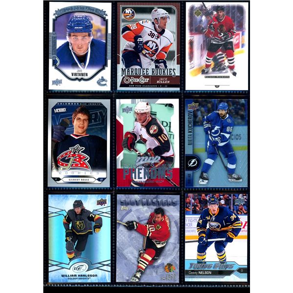 Lot of 9 Various Hockey Inserts or Rookie Cards Various Teams & Players