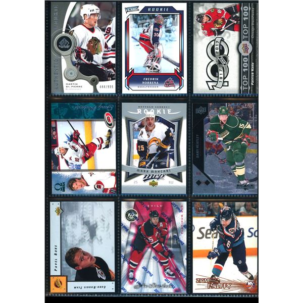 Lot of 9 Various Hockey Inserts or Rookie Cards Various Teams & Players