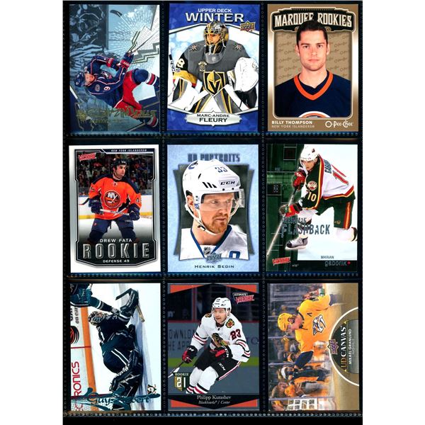 Lot of 9 Various Hockey Inserts or Rookie Cards Various Teams & Players