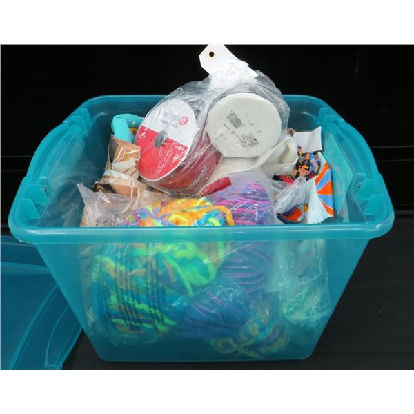 12" x12" Sterlite Tote Full Of Fabric, Wool and Crafting Threads