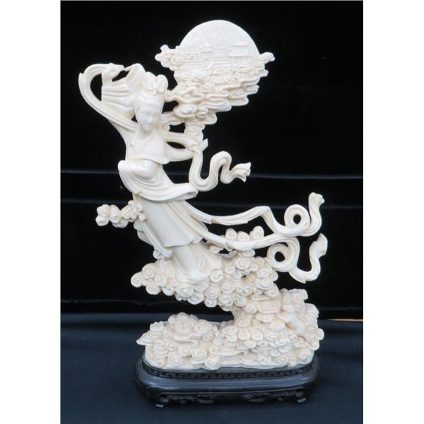 Fairy Of The Moon Vintage Chinese Ivory Celluloid Statue 12" Tall