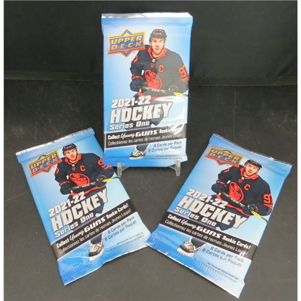 3 Sealed Packs of 2021-22 Upper Deck Hockey 8 cards per pack