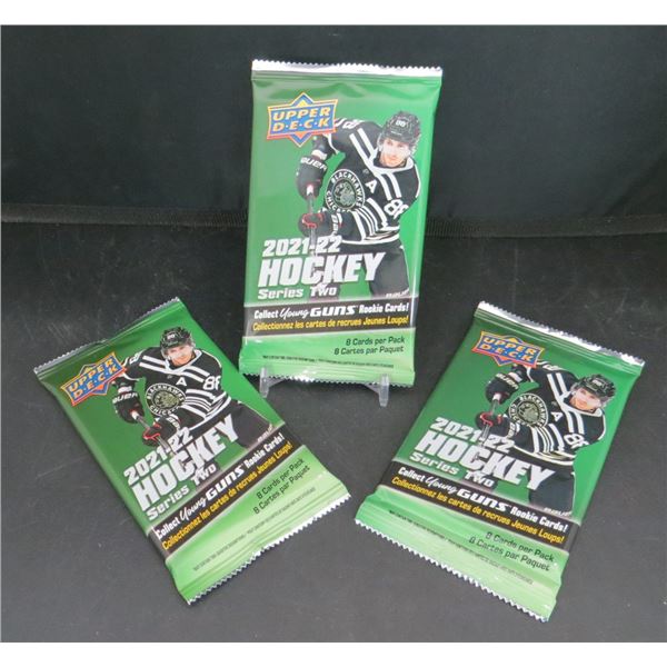 3 Sealed Packs of 2021-22 Upper Deck Hockey 8 cards per pack