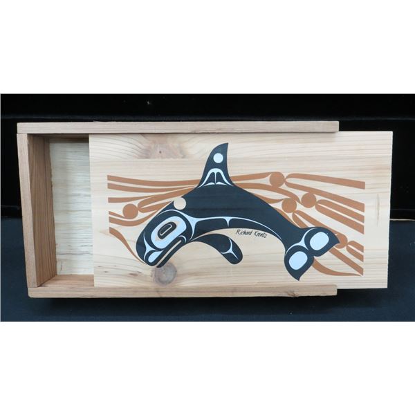 Richard Krentz Haida Northwest Coast Whale Wooden Box 11" x 6.5"