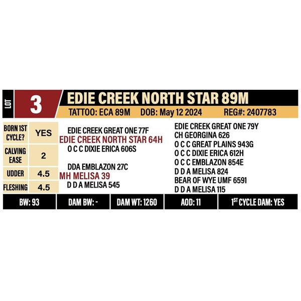 EDIE CREEK NORTH STAR 89M