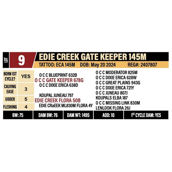 EDIE CREEK GATE KEEPER 145M