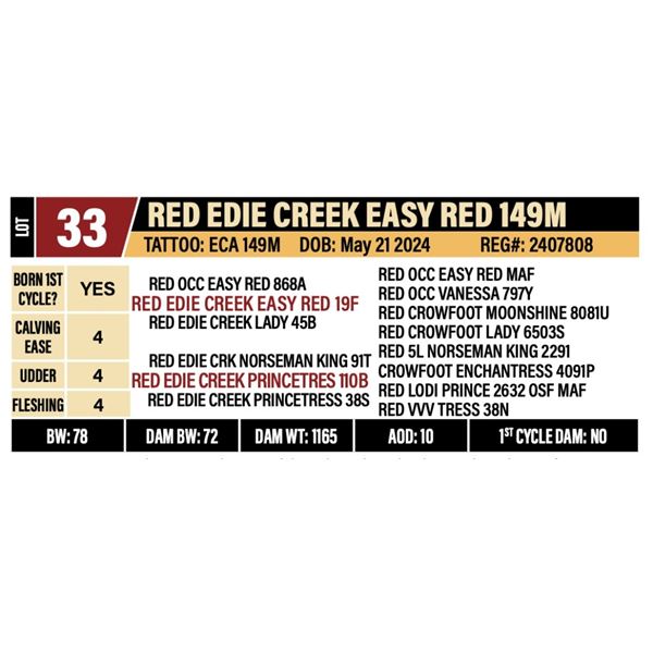 RED EDIE CREEK EASY RED 149M