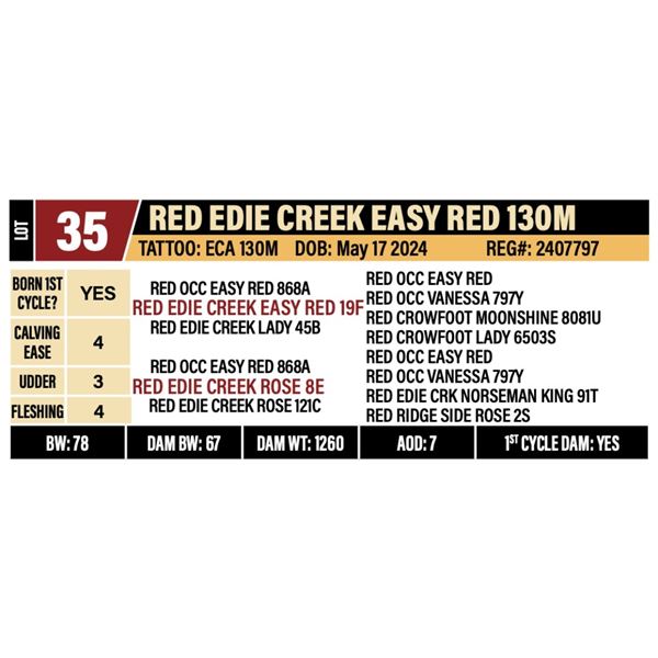 RED EDIE CREEK EASY RED 130M