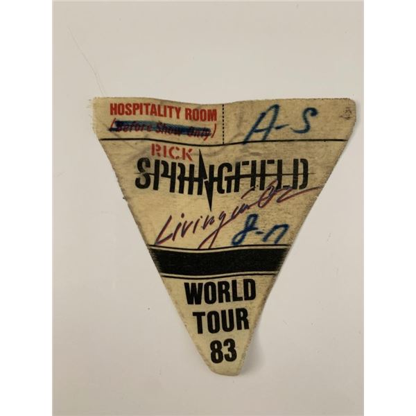 Rick Springfield Living in Oz World Tour '83 Backstage Pass