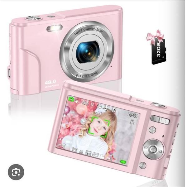 Digital Camera with 48 MP Resolution and 16X Zoom for Beginners