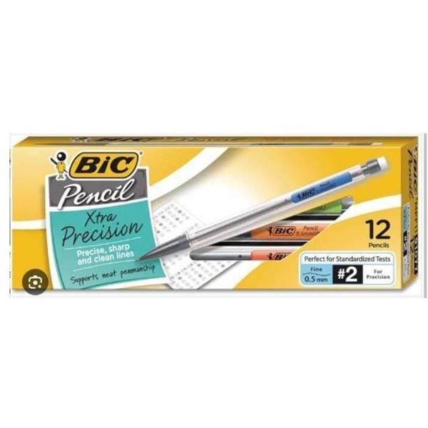 BIC Xtra-Precision Mechanical Pencils 0.5mm HB #2, Pack of 12