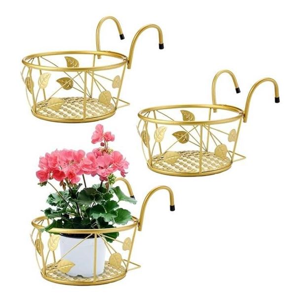INMTIE 3-Pack Golden Hanging Planters Golden