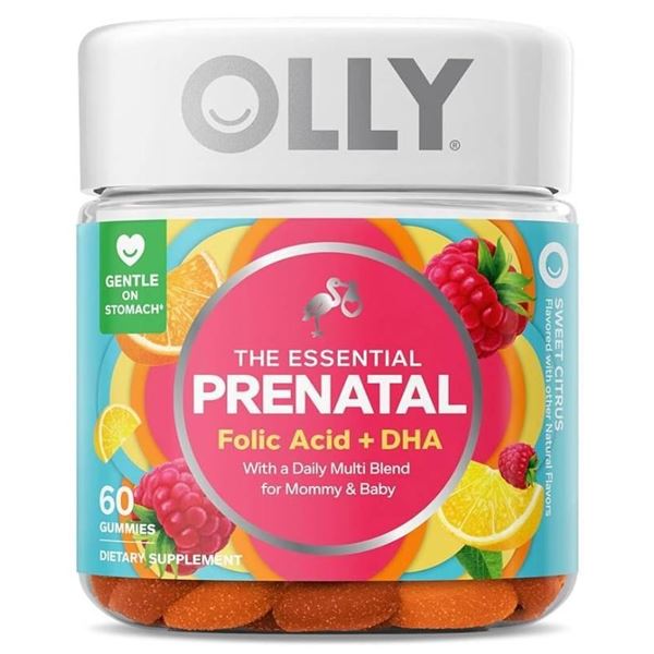 Olly Prenatal Multivitamin Gummies with Folic Acid and DHA, 60 Count