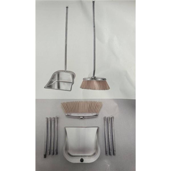 Broom and Dustpan Set with Long Handles for Indoor and Outdoor Use