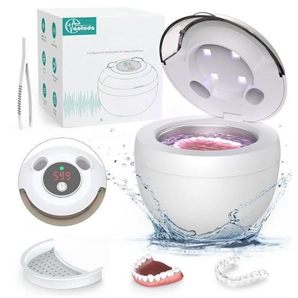 Aotuda 45kHz Ultrasonic Retainer Cleaner with UV Sterilization (White)