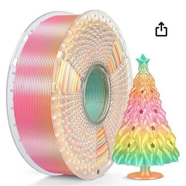 Sunlu 3D Printing Filament, 1.75mm, 1kg Spool, Silk Rainbow