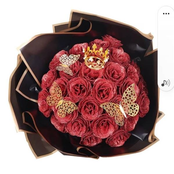 DIY Glitter Roses Artificial Flowers Bouquet with Accessories