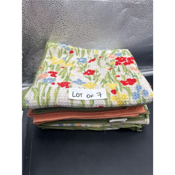 7 Assorted Hand Towels with Various Patterns and Colors