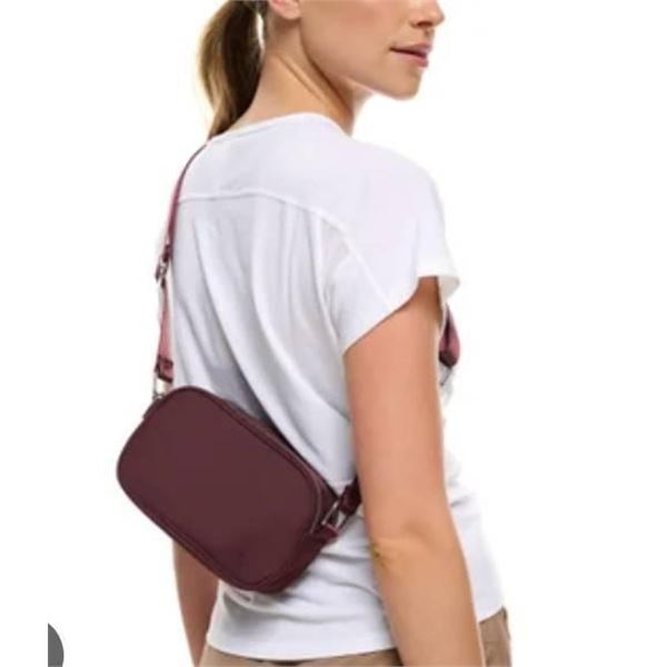 Lole Maroon Crossbody Bag With Adjustable Strap and Zipper Closures