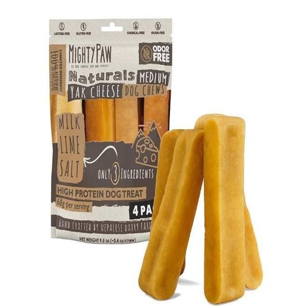 Mighty Paw Naturals Yak Cheese Dog Chew, Medium, 4 Pack