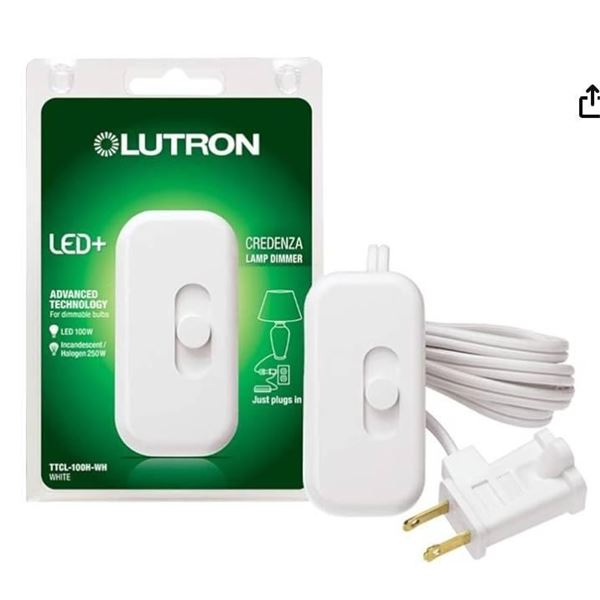 Lutron TTCL-100H LED+ Credenza Lamp Dimmer for Dimmable CFL and LED Bulbs