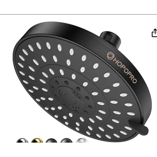 Hopopro 5-Mode High-Pressure Shower Head, Oil Rubbed Bronze, 6-Inch Round