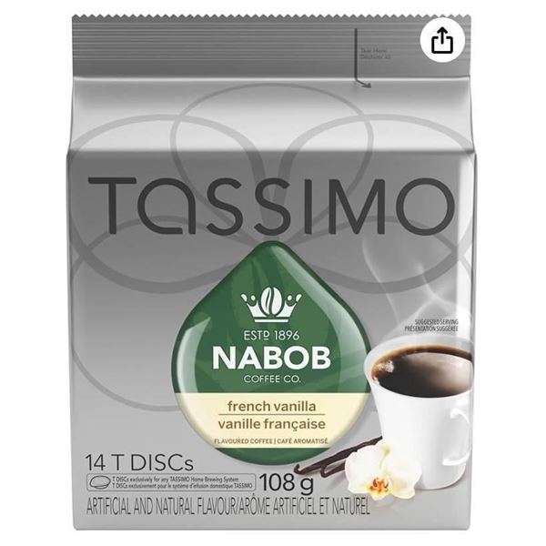 Tassimo Nabob French Vanilla Coffee Single Serve T-Discs, 108g