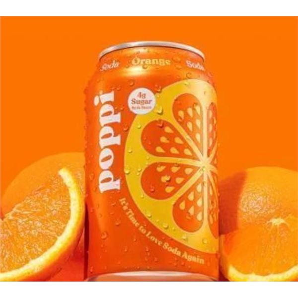 Poppi Probiotic Soda Orange Flavor 12 oz Cans – Pack of 12