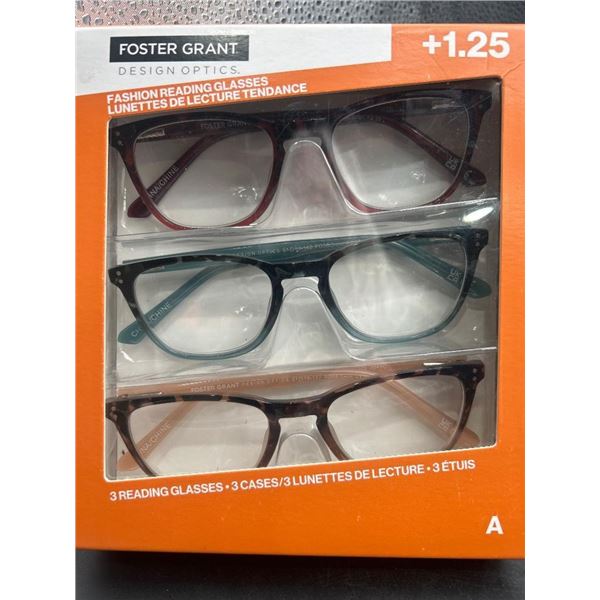 Foster Grant +1.25 Fashion Reading Glasses, Set of 3