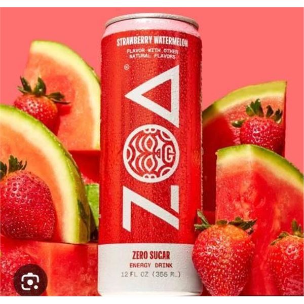 Zoa Energy Drink 12-Pack, Strawberry Watermelon, Zero Sugar, 12 x 355 mL