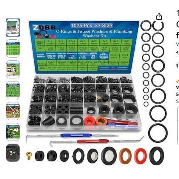 ZDBB 1075-Piece O-Ring and Plumbing Washer Kit, 3/4-Inch Size