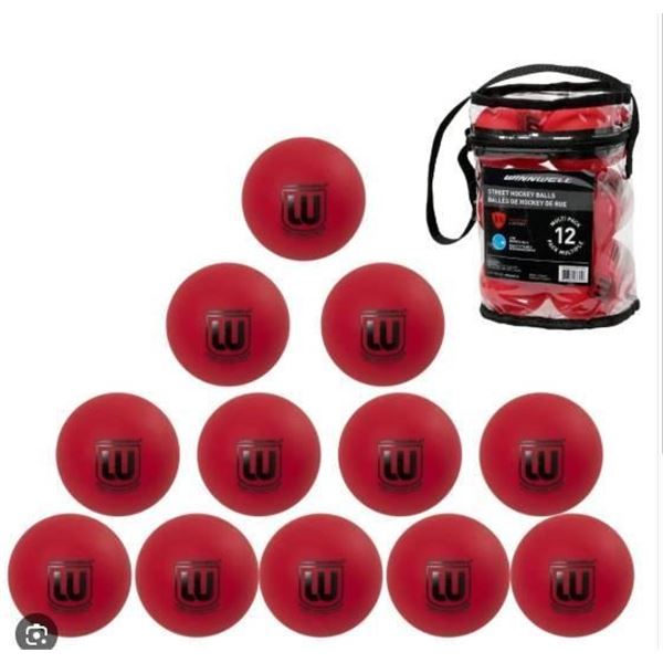 Winnwell Street Hockey Balls Multi-Pack, 12-Count, Red