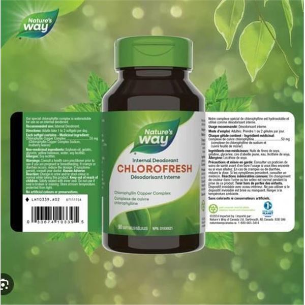 Nature’s Way Chlorofresh Internal Deodorant Chloropyllin Copper 90 Softgels
