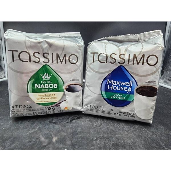 Tassimo Nabob French Vanilla and Maxwell House Decaf Coffee T Discs – Set of 2 x 14 pods ea