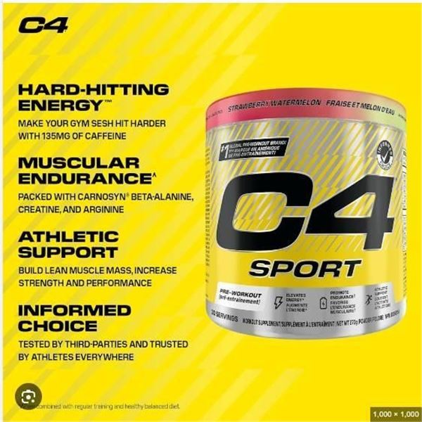C4 Sport Ripped Pre-Workout Supplement Strawberry Watermelon 30 Servings
