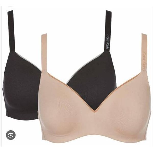 Calvin Klein 2-Pack Push-Up Plunge Bras, Size 36C, Microfiber Stretch