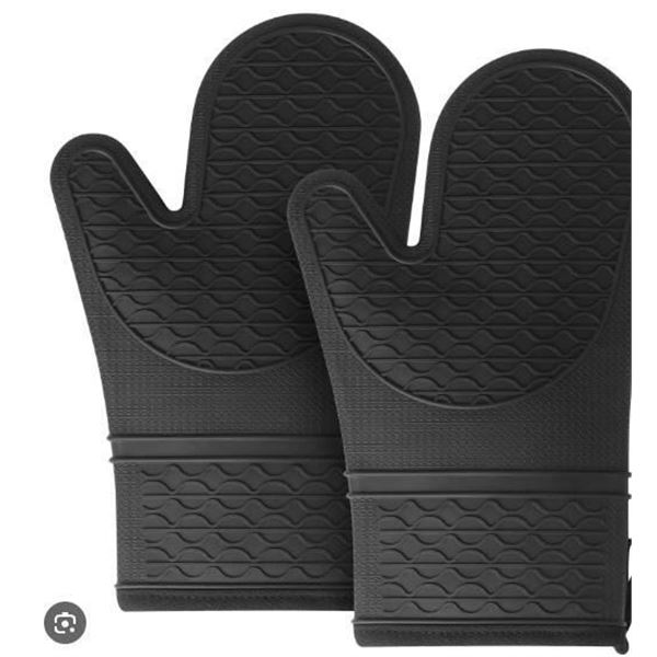 Kitchen Basics Oven Mitt Set, Gray Woven Design