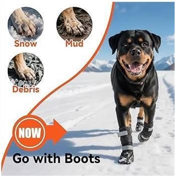 Petleso Dog Winter Boots, X-Large, Black with Neon Details