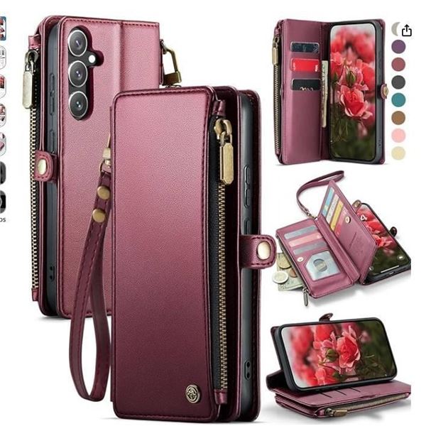Defencecase for Galaxy S24 FE, Wine Red LLQB R20 with Wrist Strap